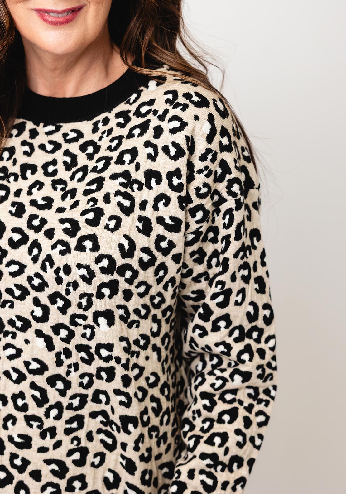 Tiffosi Midge Leopard Knit Jumper, Beige