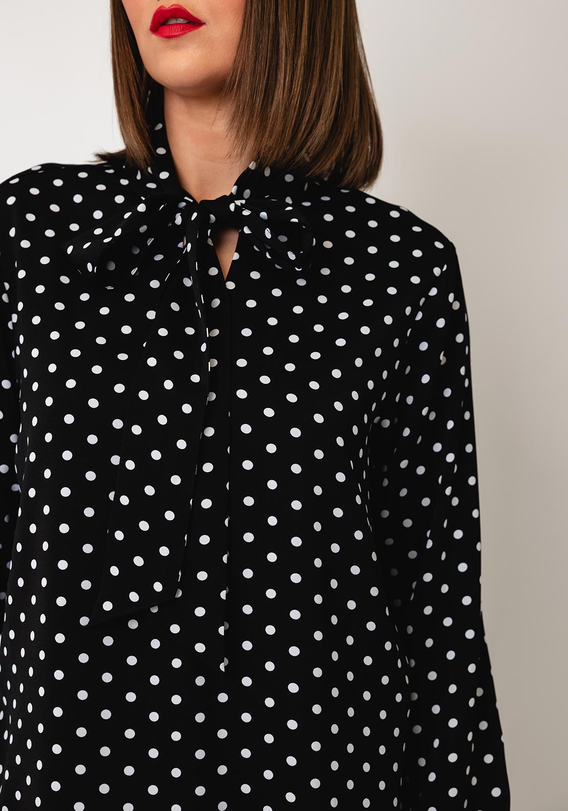 Tiffosi Polka Dot Button Up Blouse, Black and White