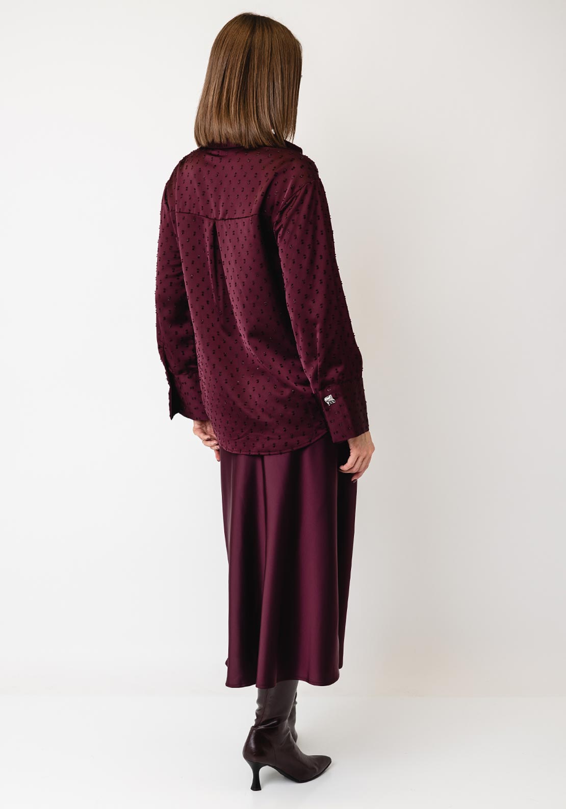 Tiffosi Pelota Jacquard Satin Blouse, Wine