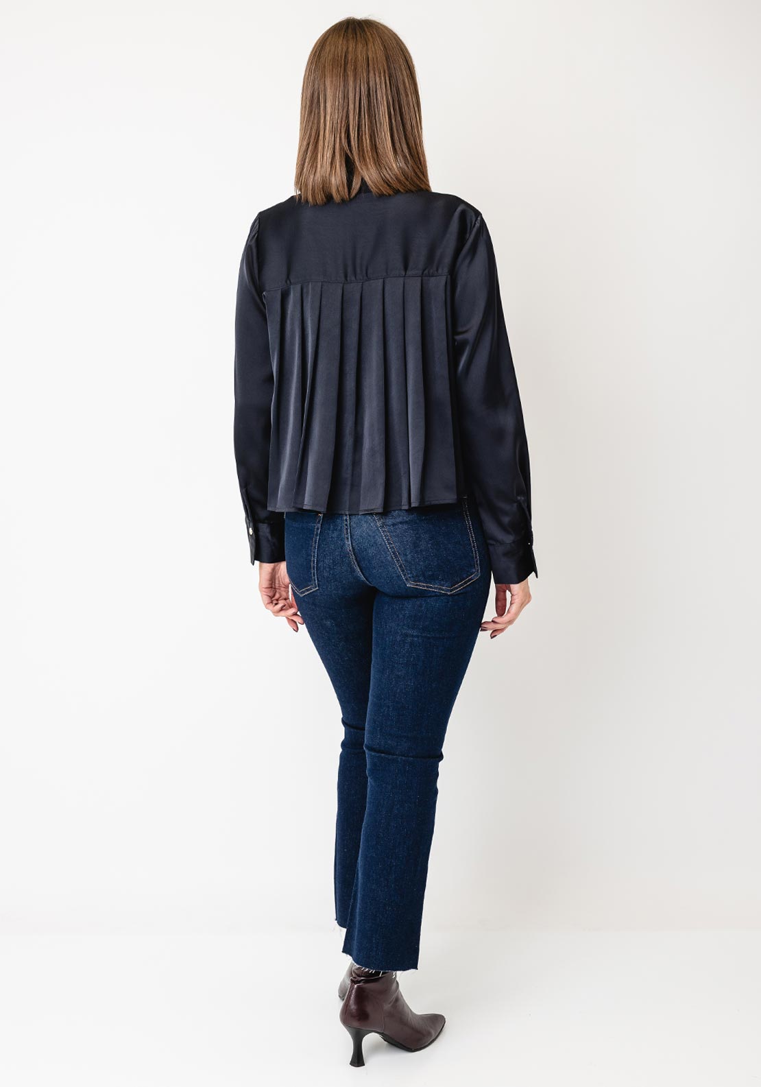 Tiffosi Button Up Relaxed Blouse, Navy