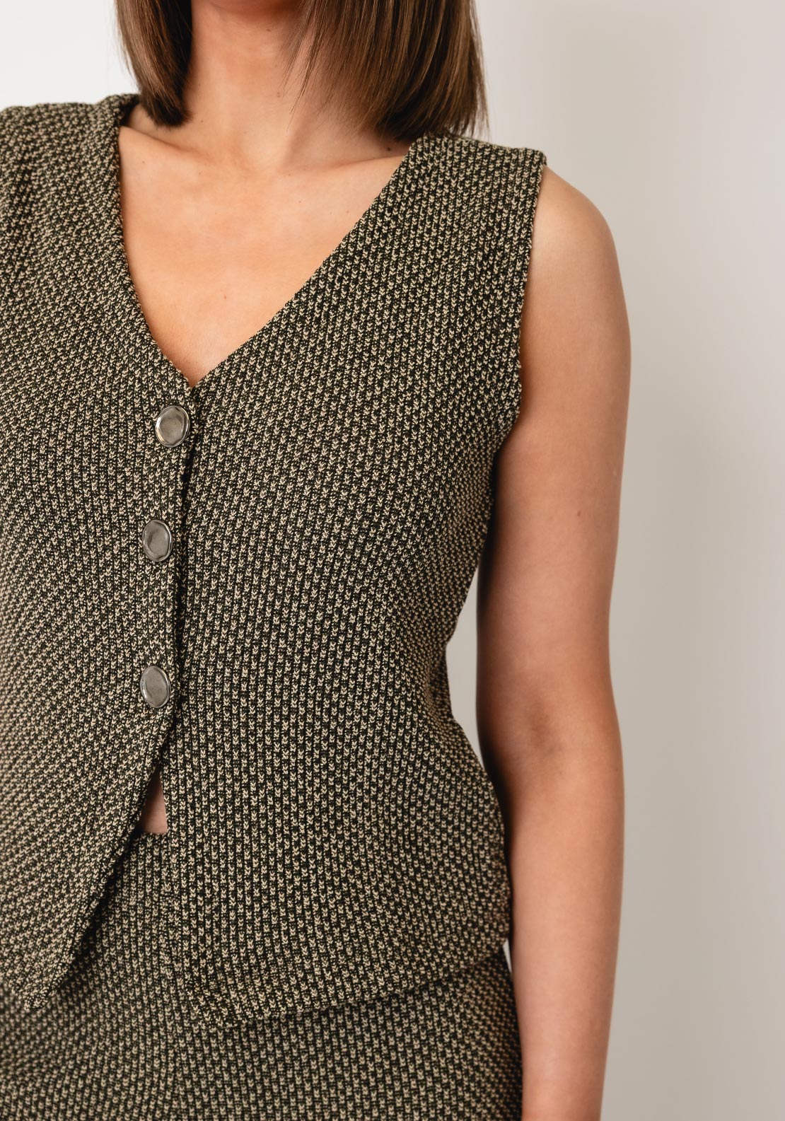 Tiffosi Button Up Sleeveless Vest, Green Multi