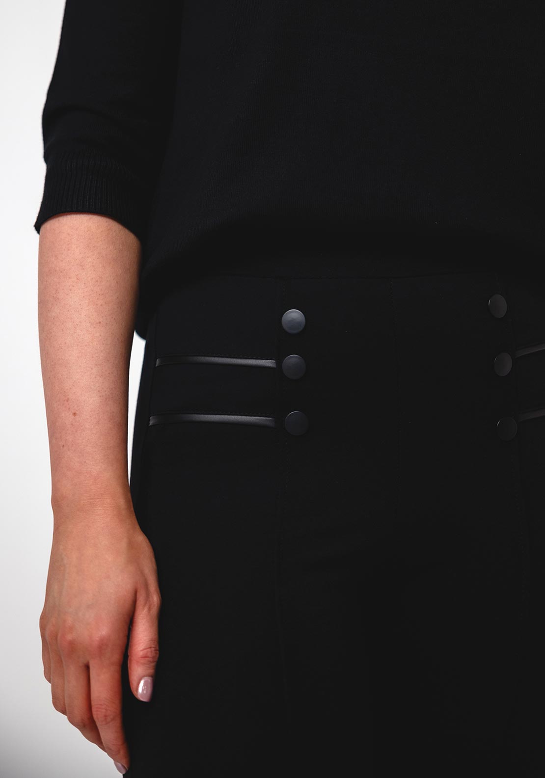 Tiffosi Bono Button Front Skinny Trousers, Black