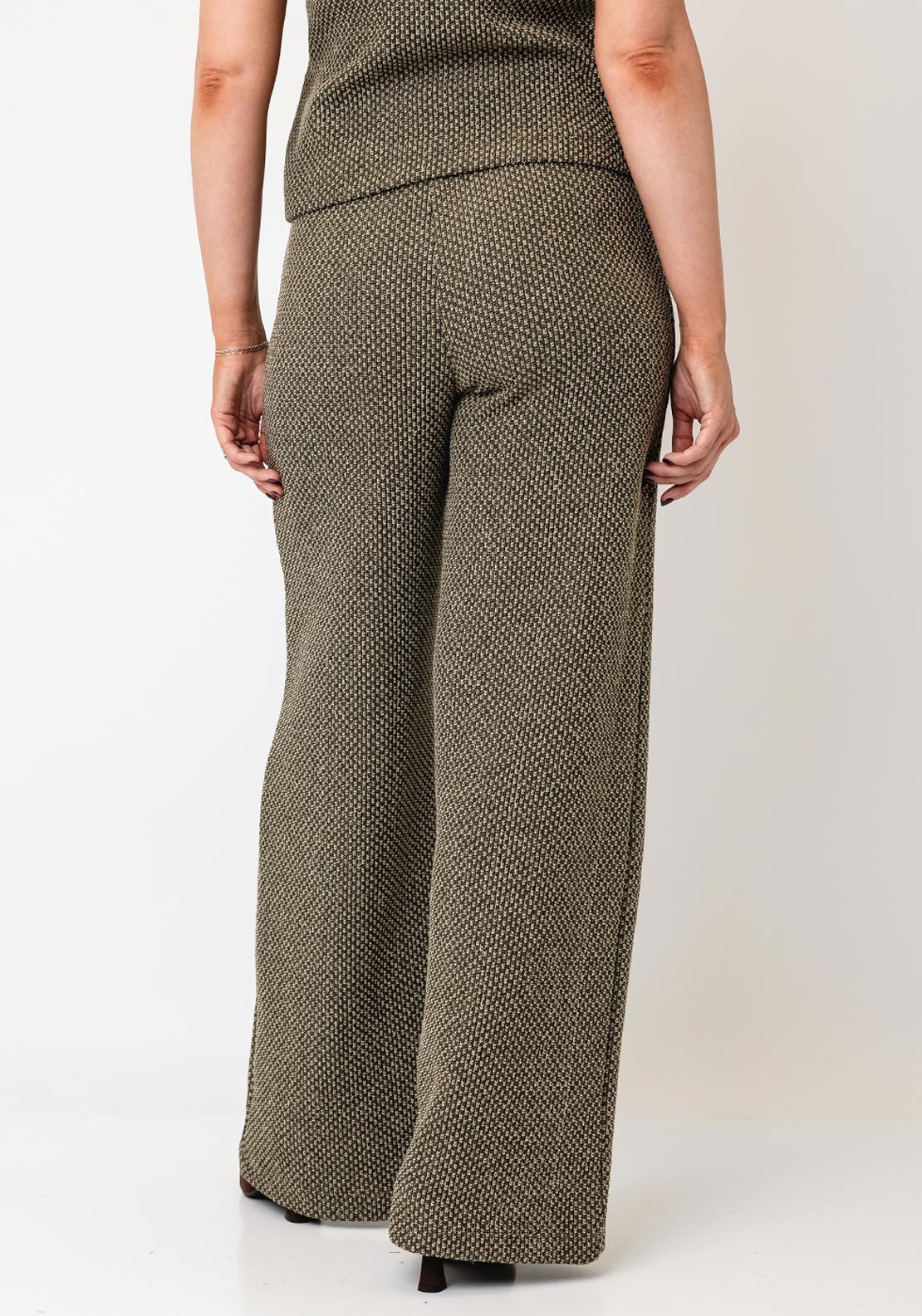 Tiffosi Pull-On Wide Leg Trousers, Green Multi