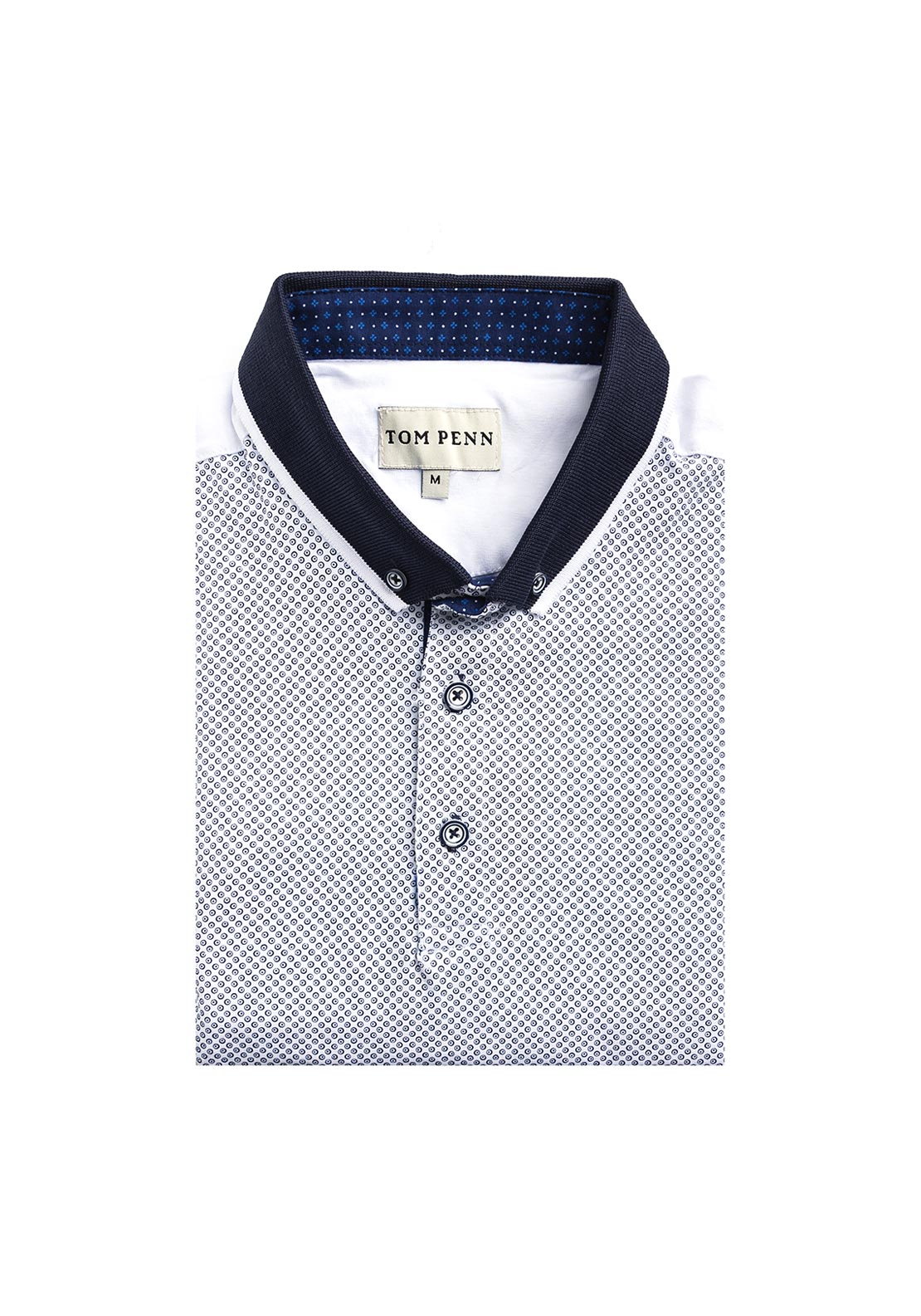 Tom Penn Pattern Polo Shirt, White & Navy