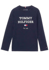 Tommy Hilfiger Boy Long Sleeve Logo Top, Navy