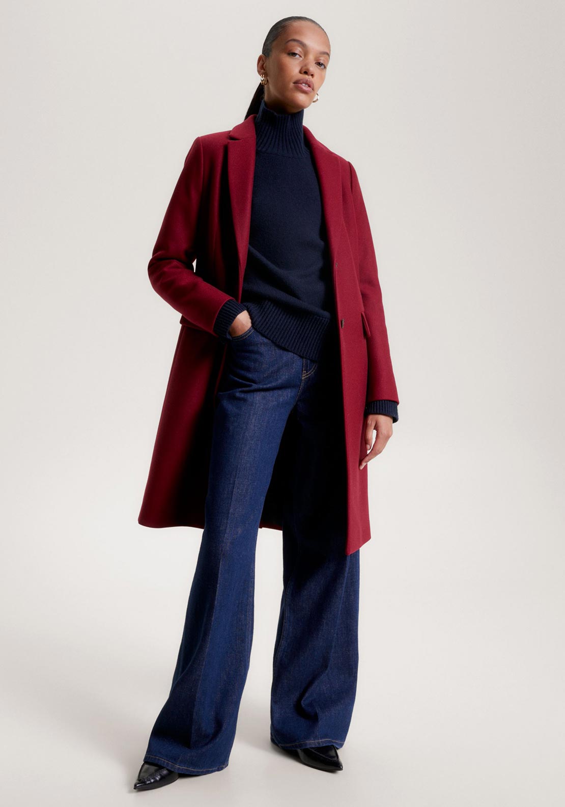 Tommy Hilfiger Classic Wool Blend Coat, Wine McElhinneys