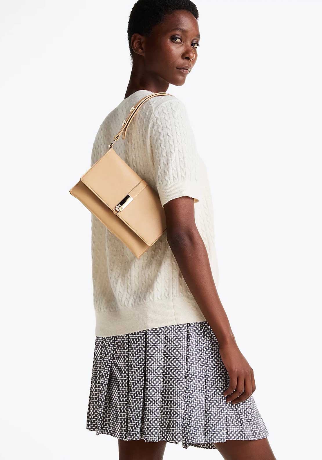 Tommy Hilfiger Heritage Flapover Shoulder Bag, Light Tan