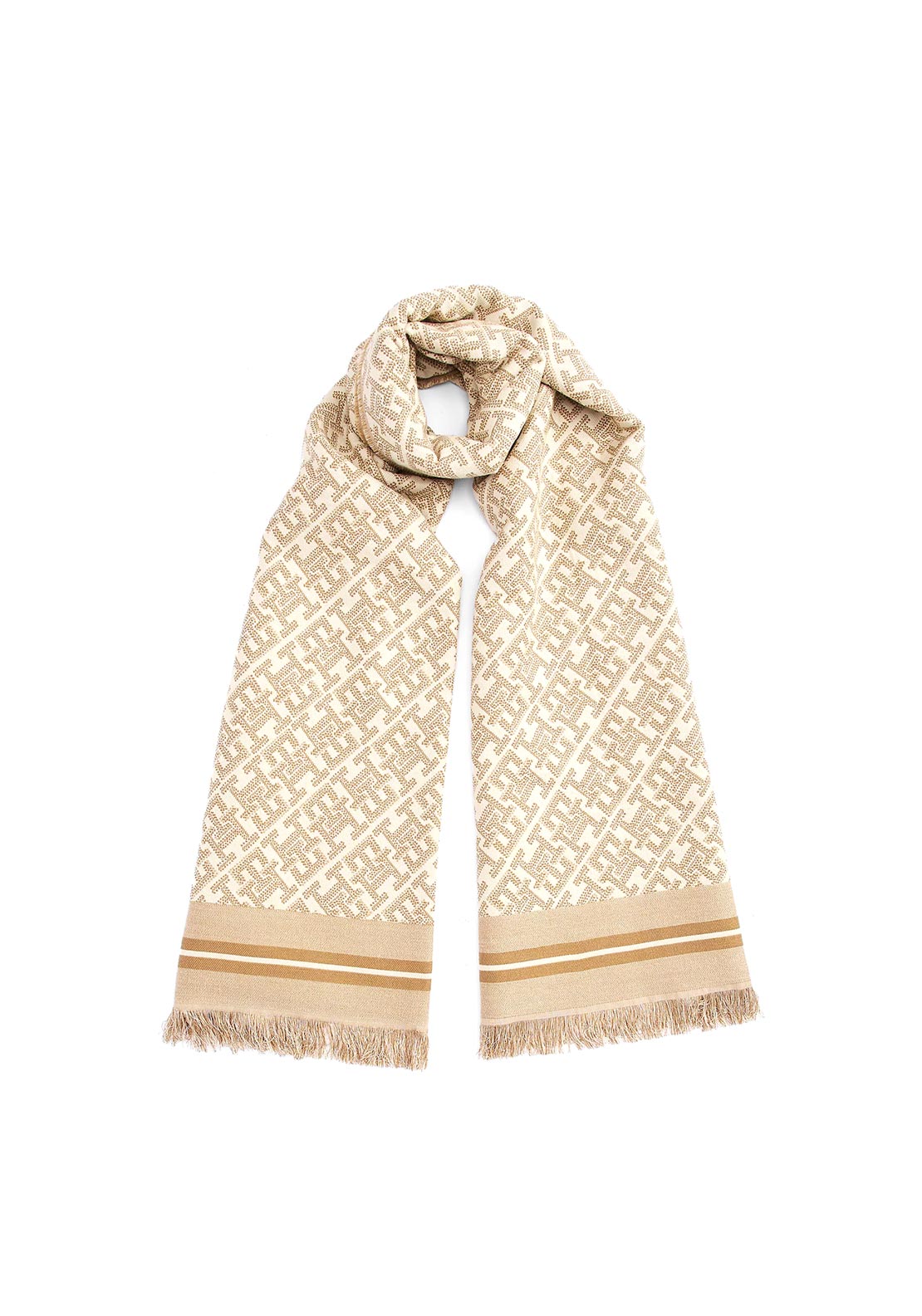 Tommy Hilfiger Jacquard Fringe Scarf, Tan
