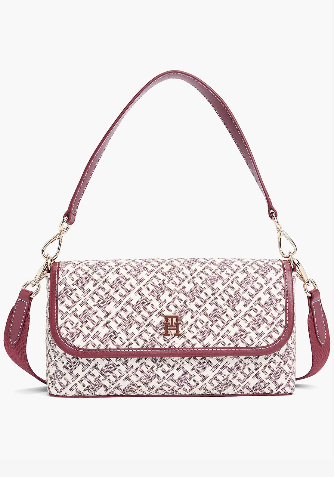 Tommy Hilfiger Monogram Crossbody Bag, White and Wine