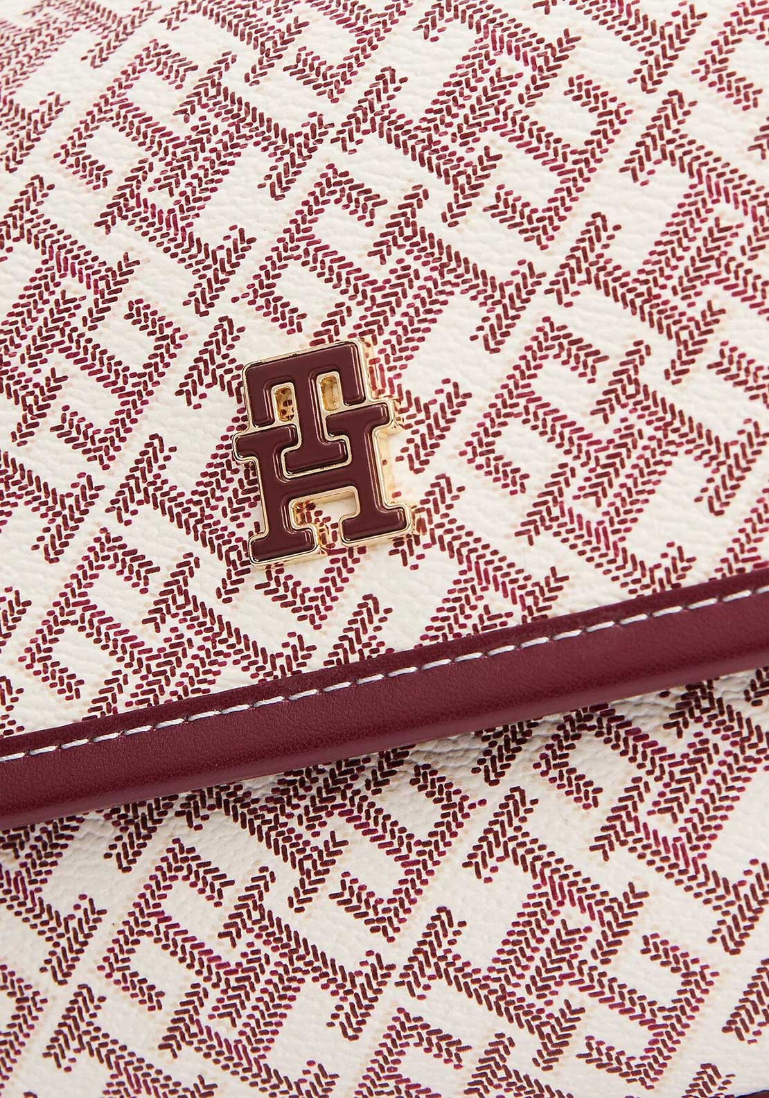 Tommy Hilfiger Monogram Crossbody Bag, White and Wine