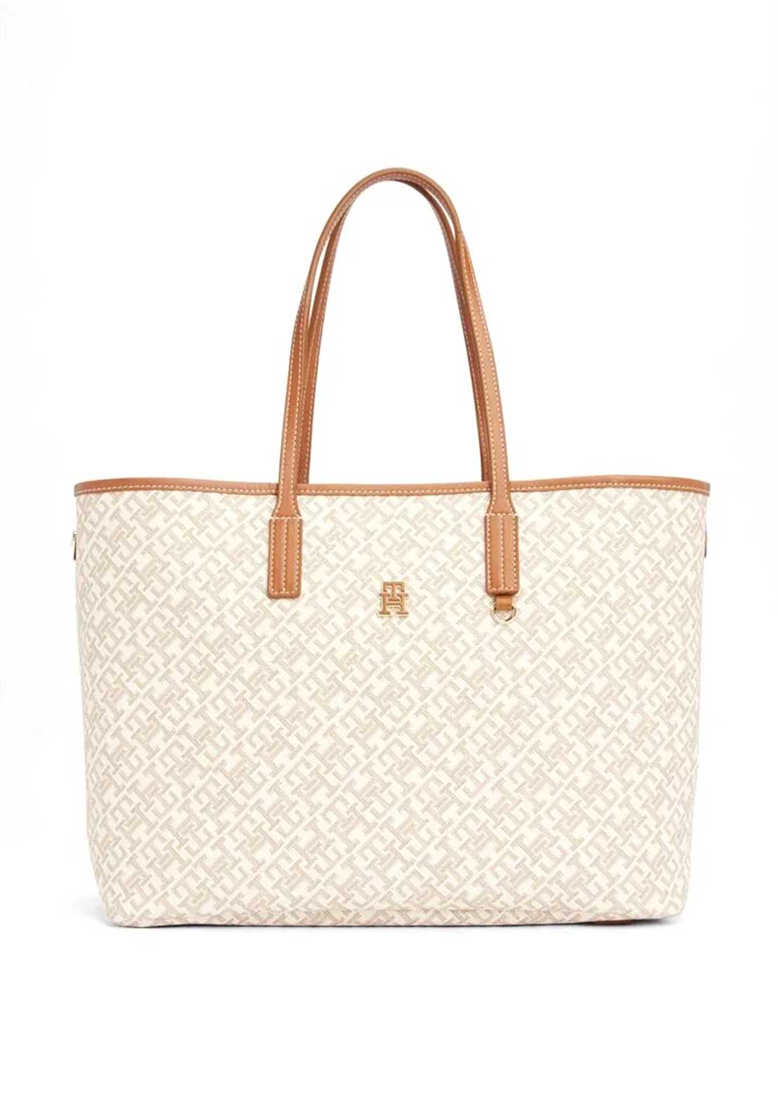 Tommy Hilfiger Monogram Tote Bag, White and Tan