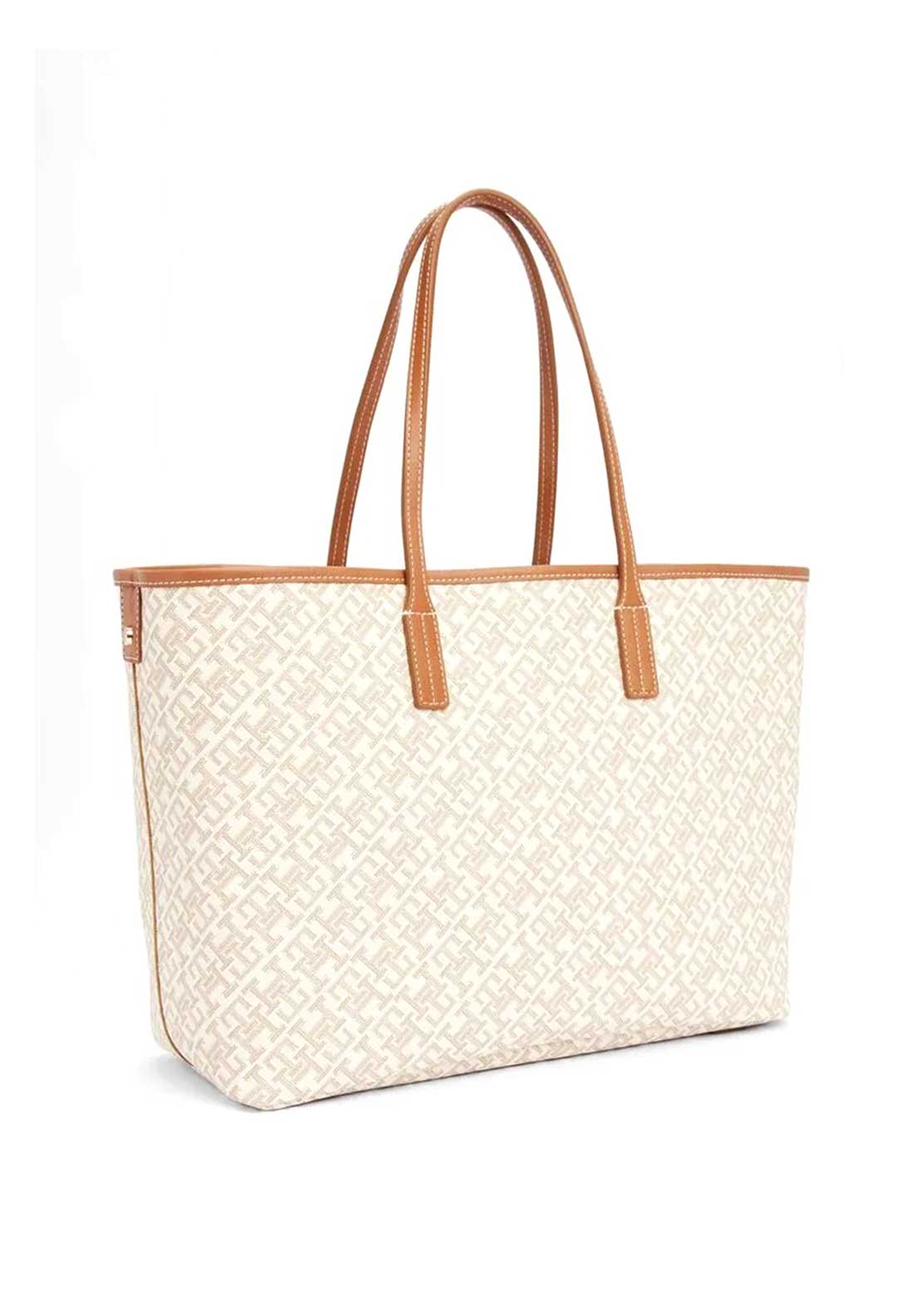 Tommy Hilfiger Monogram Tote Bag, White and Tan