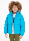 Tommy Hilfiger Boy Essential Padded Jacket With Hood, Cerulean Aqua