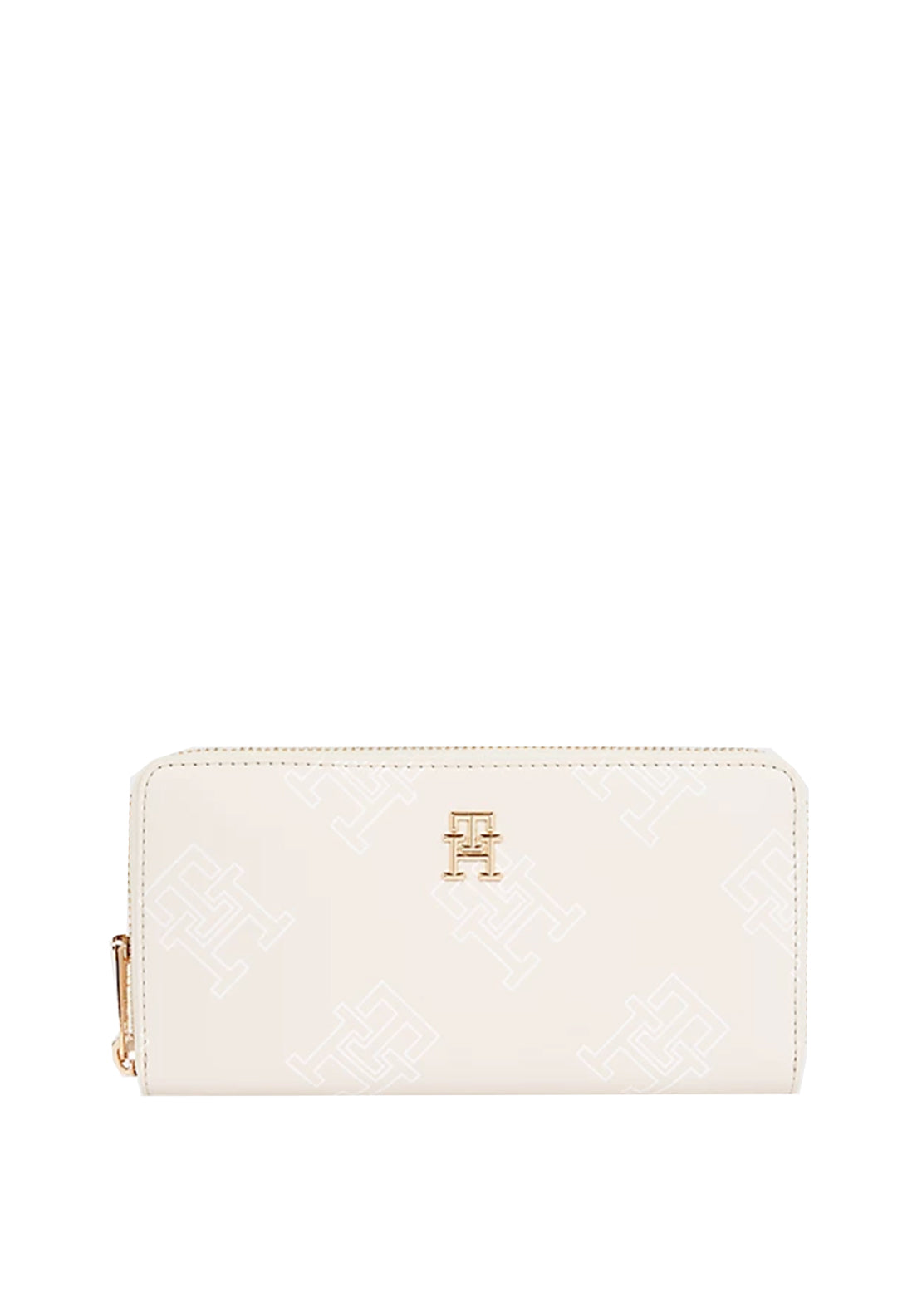 Tommy Hilfiger Monogram Large Zip Around Wallet, Cream