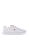 Tommy Hilfiger Womens Leather Elevated Court Trainers, White