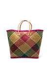 Zen Collection Woven Multi Shopper Bag, Green & Pink