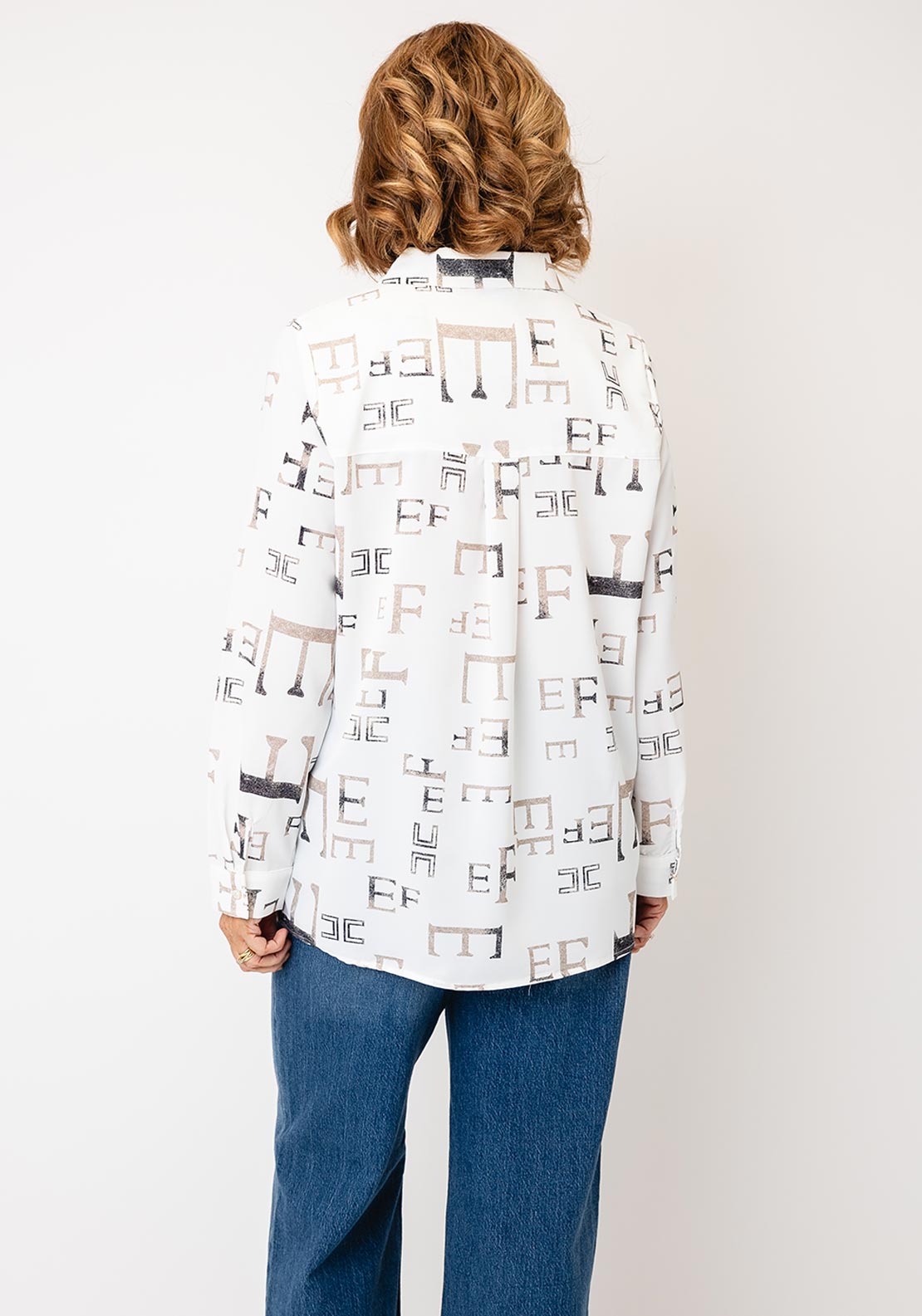 Tricotto Monogram Print Shirt, White Multi