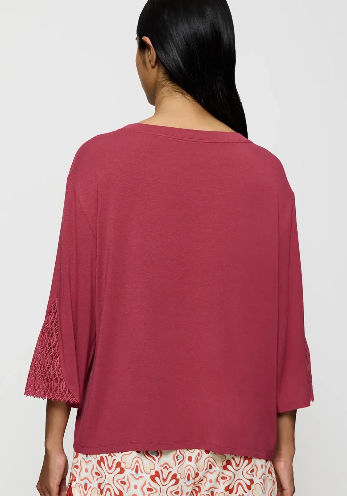 Triumph Aura Spotlight Long Sleeve Pyjama Top, Red