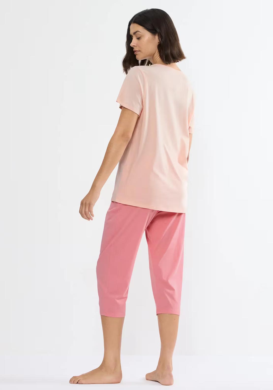 Triumph Palm Tree Capri Pyjama Set, Pink