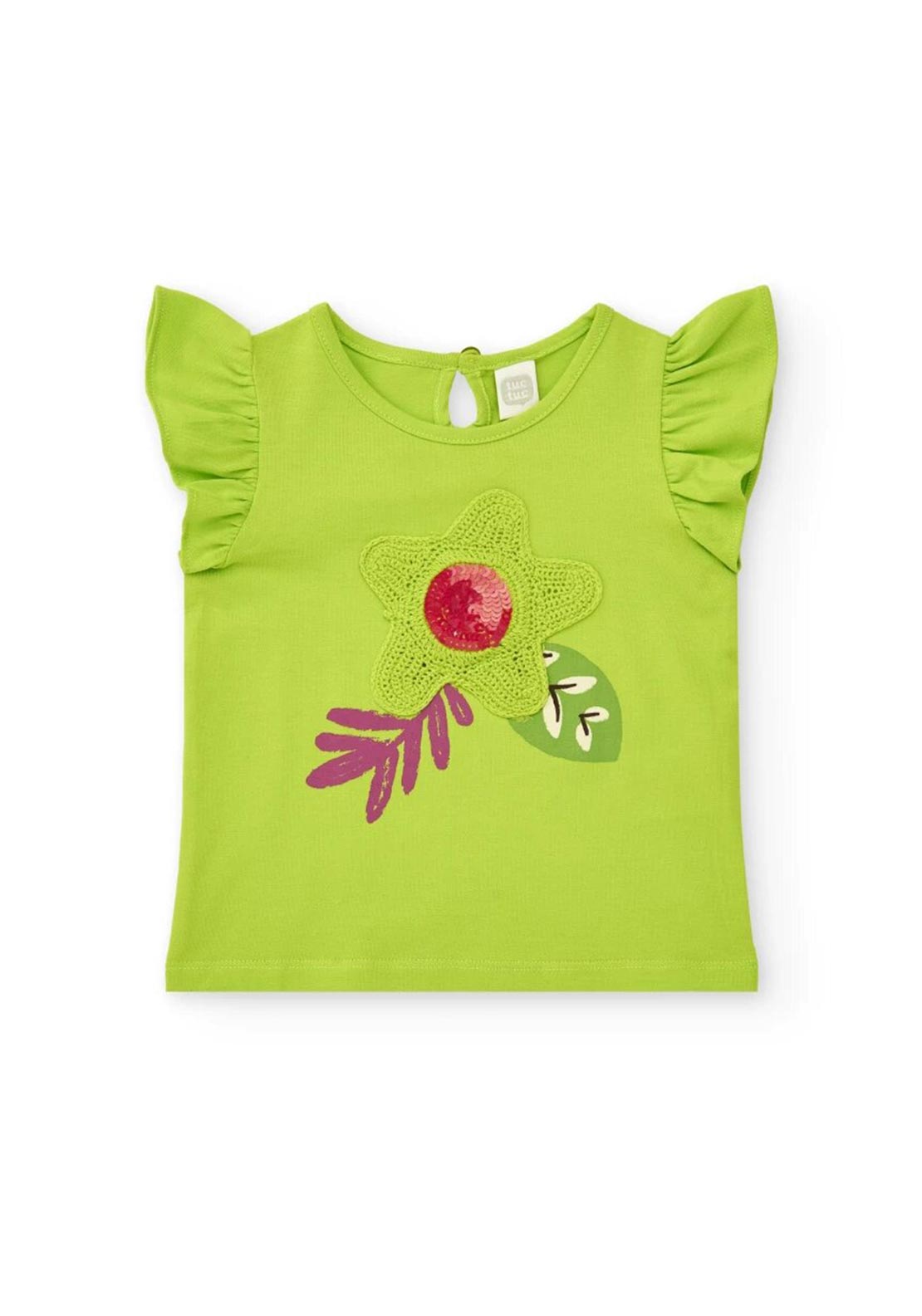 Camiseta Tuc Tuc Para Niño: Estampado Tropical Con Plantas, Verde, Colección Tropadelic