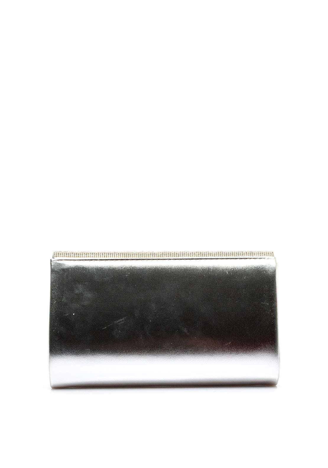 Una Healy Centrefold Diamante Metallic Clutch Bag, Silver