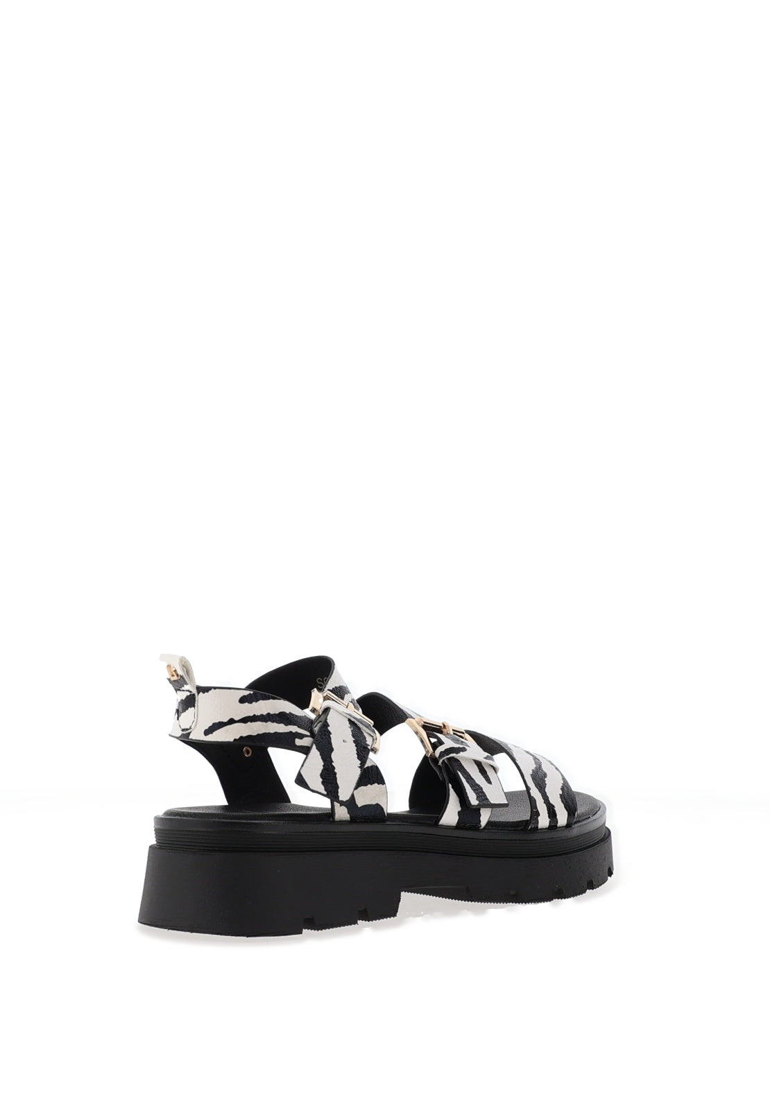 Una Healy Something Multi Zebra Print Strap Buckle Sandals, Black & White