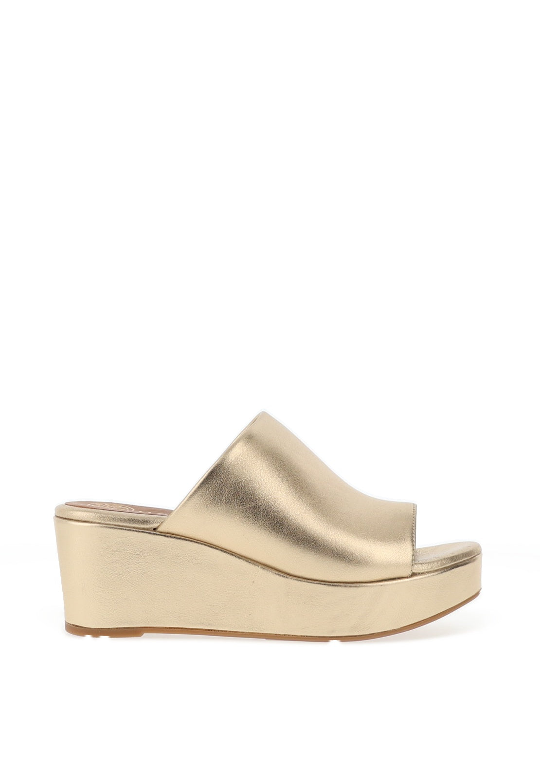 Unisa Kirane Leather Platform Wedge Mule Sandals, Gold McElhinneys