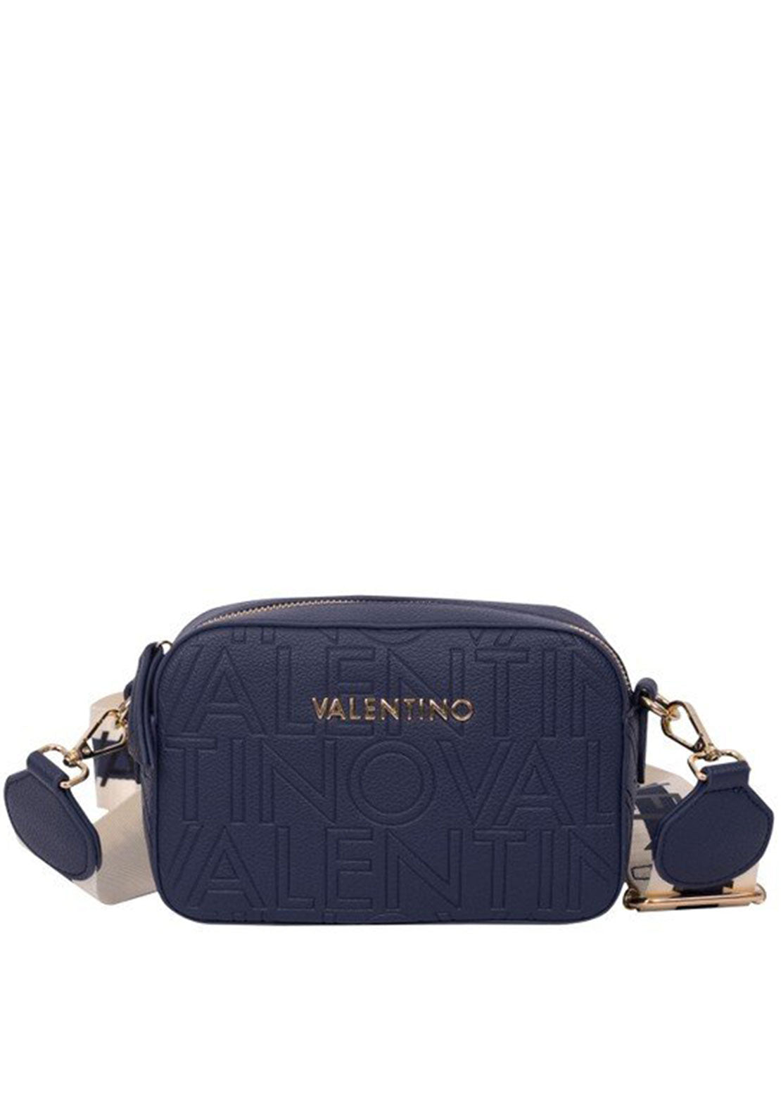 Valentino Pansy Embossed Monogram Crossbody Bag, Navy