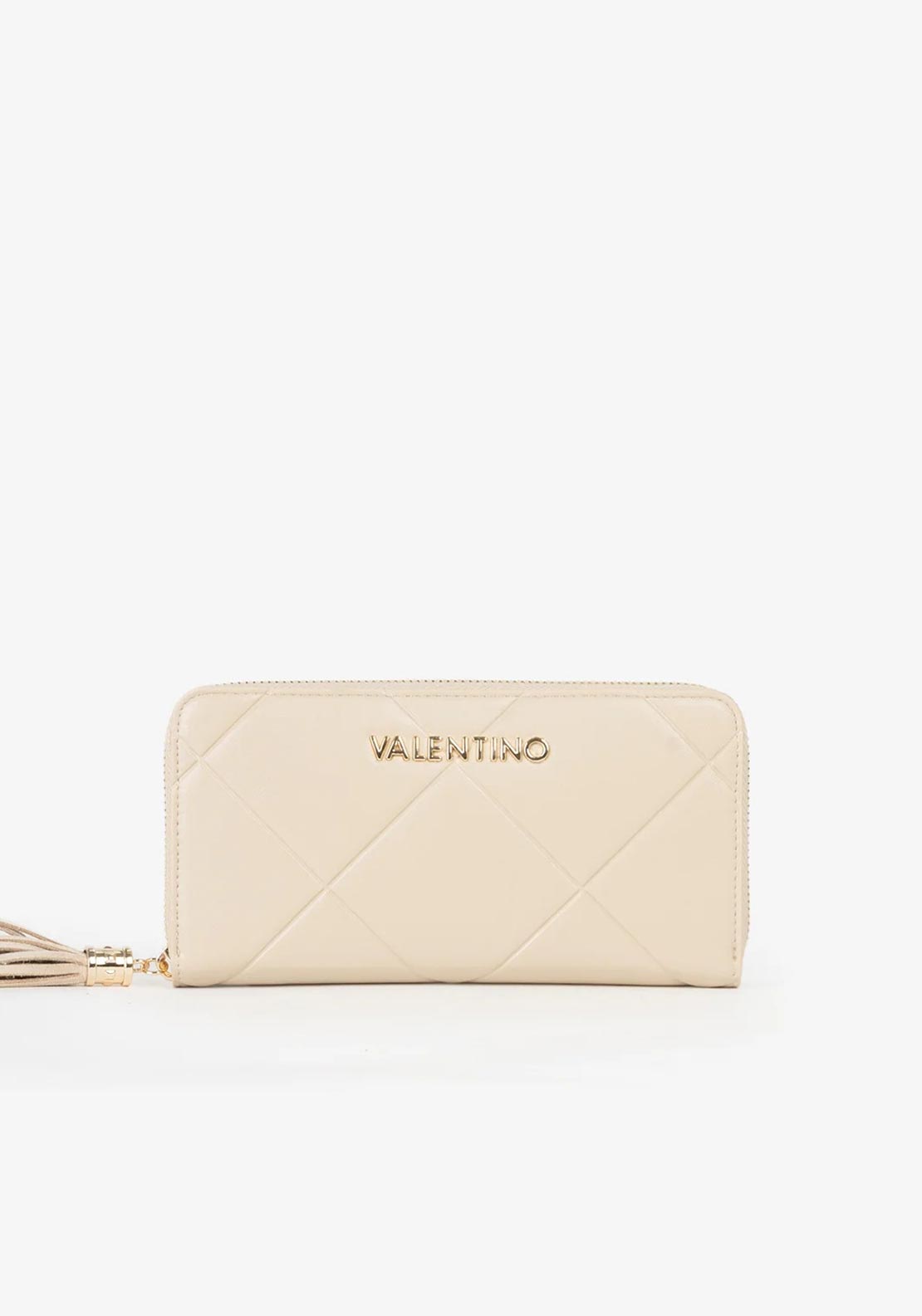 Valentino Astrid Quilted Zip Around Medium Purse, Beige