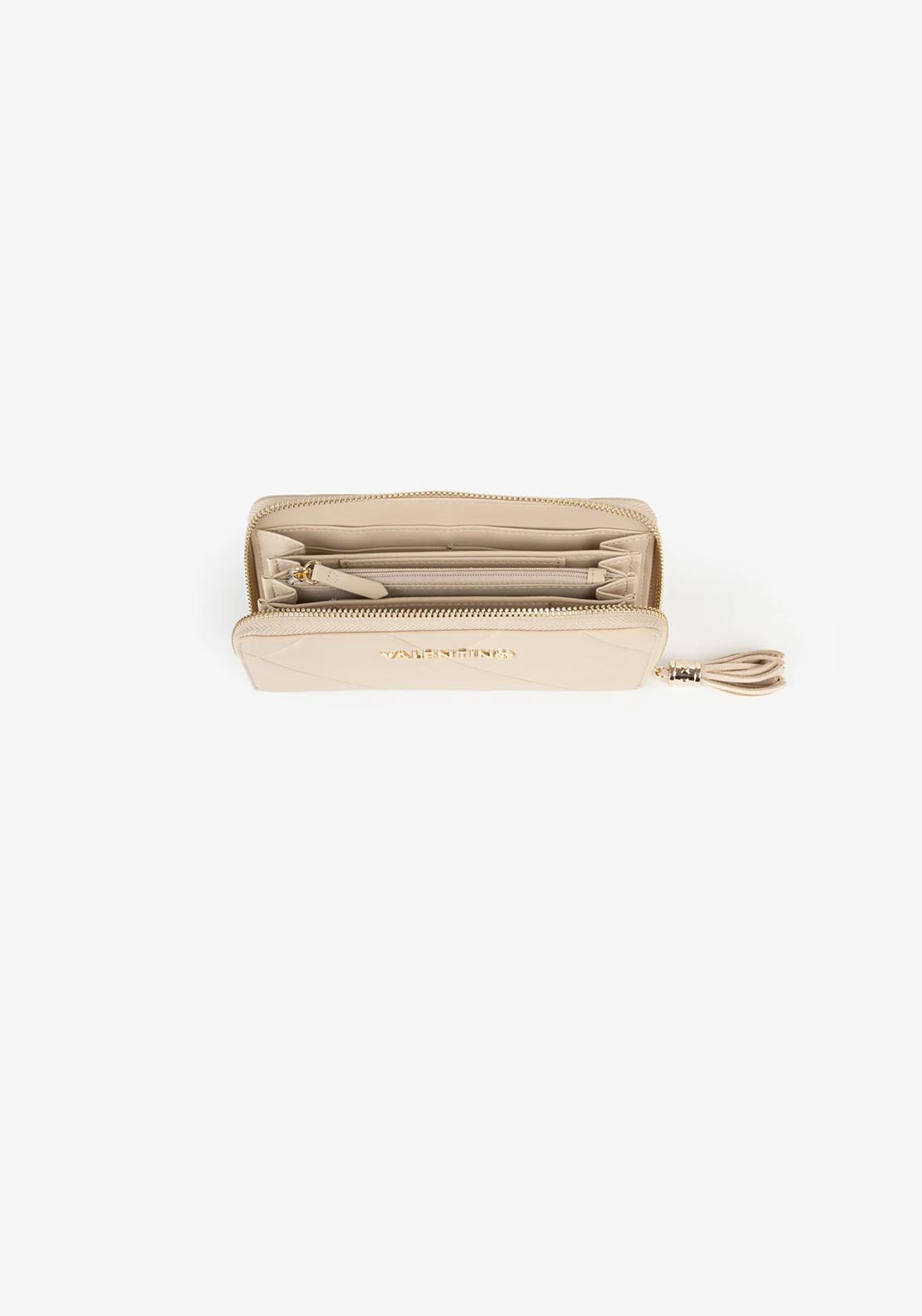 Valentino Astrid Quilted Zip Around Medium Purse, Beige