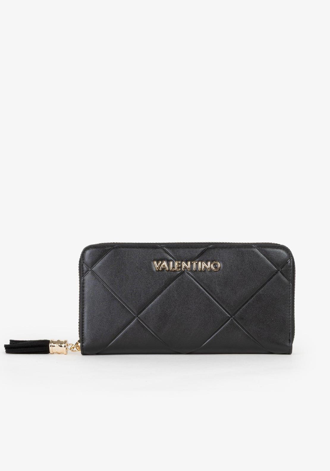 Valentino Astrid Quilted Medium Zip Around Purse, Black