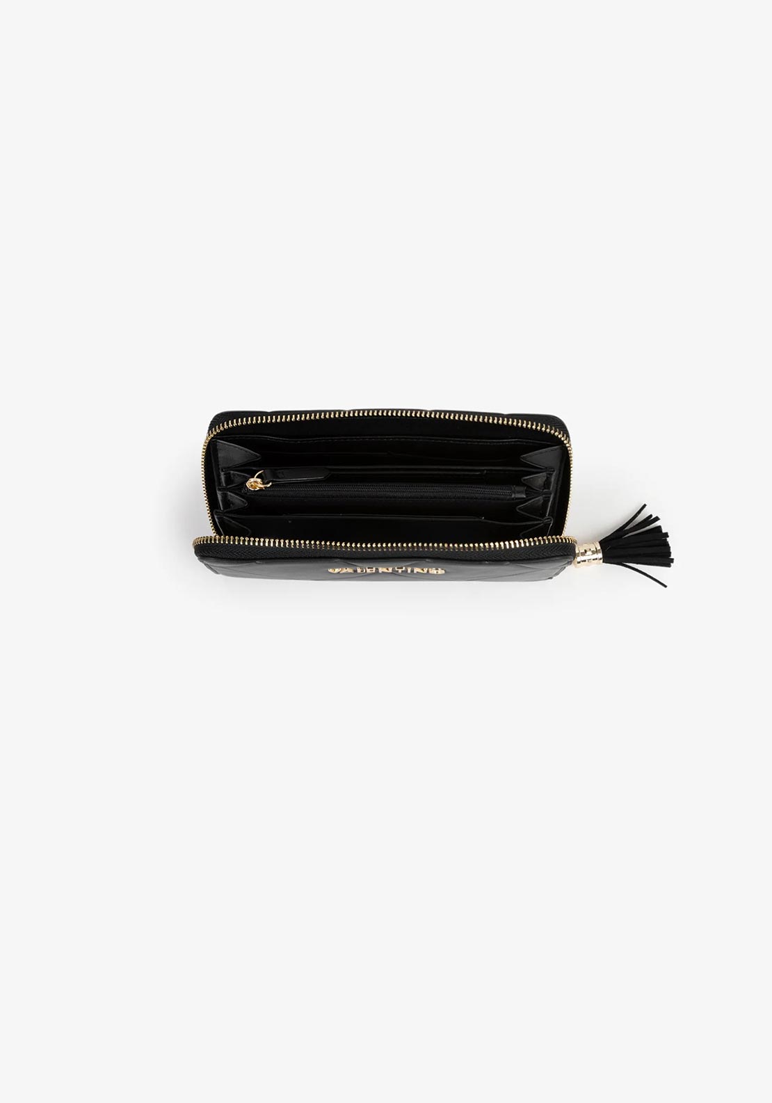 Valentino Astrid Quilted Medium Zip Around Purse, Black