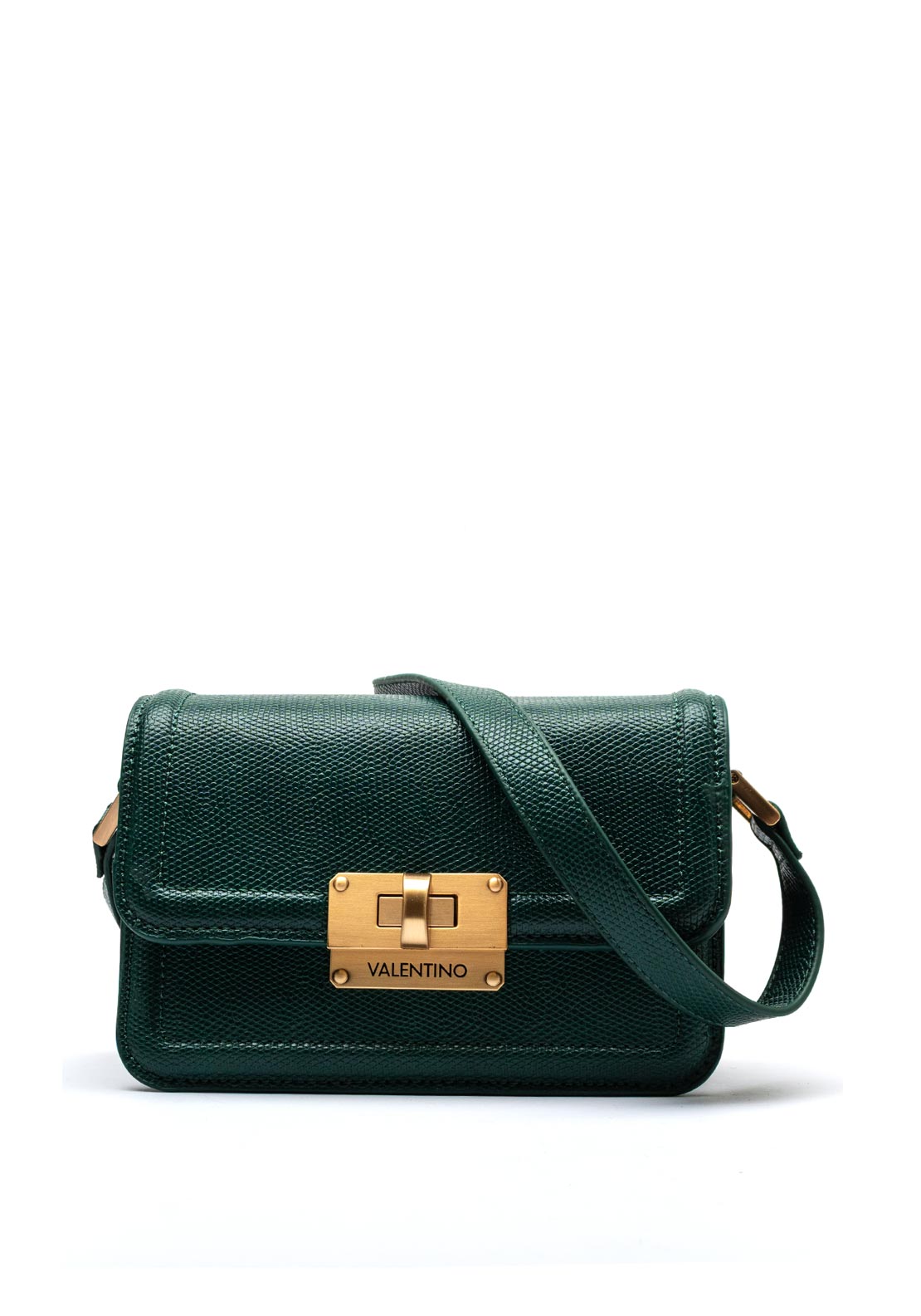 Valentino Floren Pebble Grain Mini Flap Over Crossbody Bag, Green