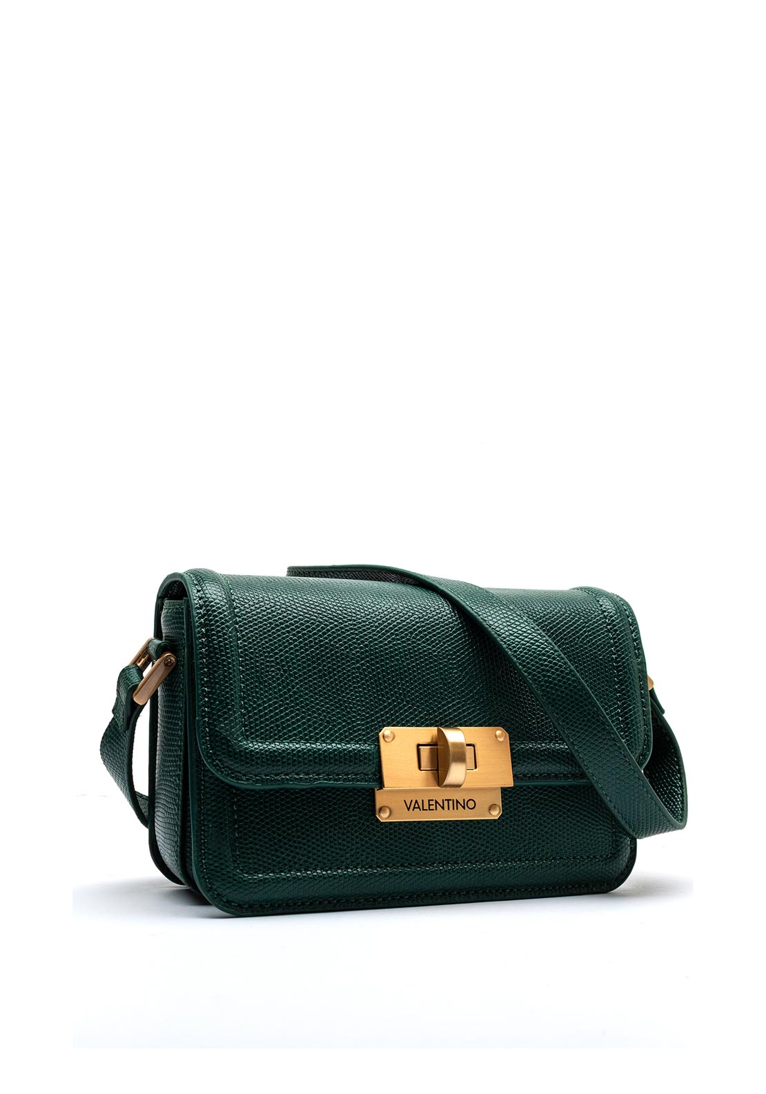 Valentino Floren Pebble Grain Mini Flap Over Crossbody Bag, Green