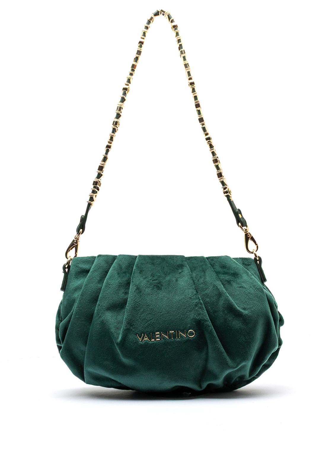 Valentino Elita Folded Velvet Baguette Shoulder Bag, Green