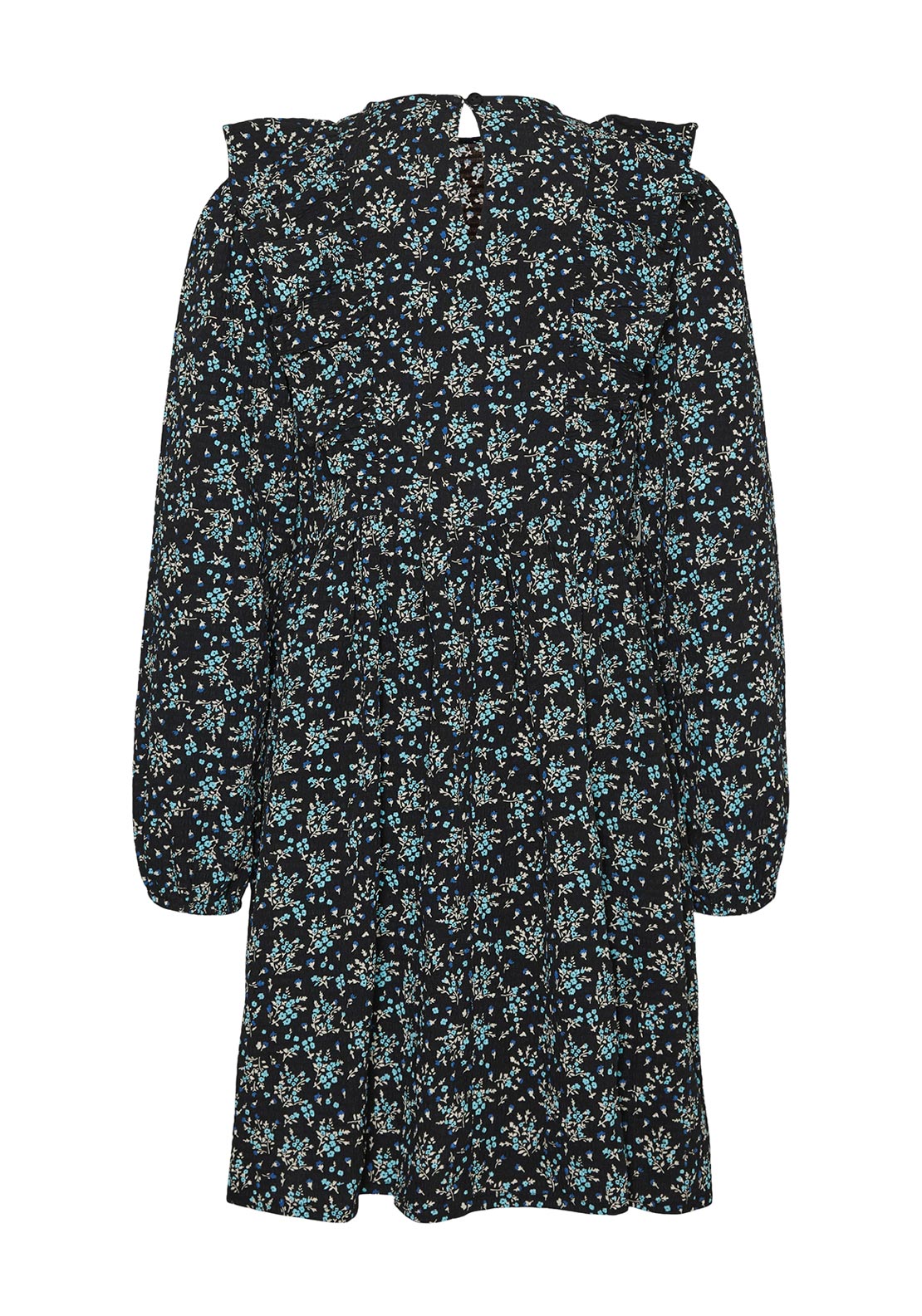 Vero Moda Girl Floral Long Sleeve Dress, Black/Blue - McElhinneys Vero Moda Girl Floral Long Sleeve Dress, Black/Blue - McElhinneys