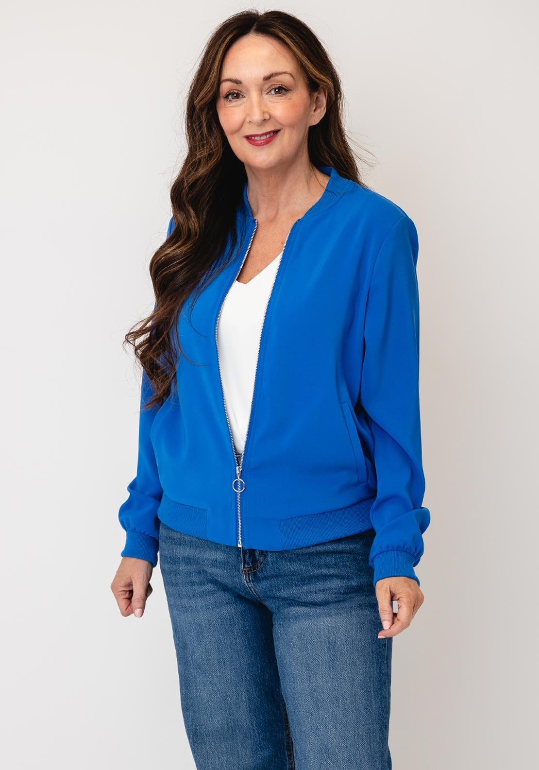 Vero Moda Zip Up Bomber Jacket, Blue