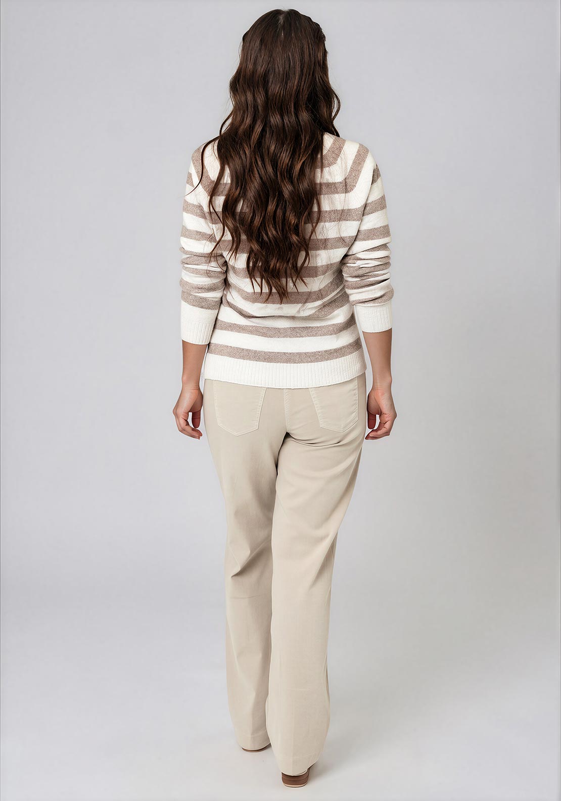 Vero Moda Doffy Striped Knitted Jumper, Beige and Cream