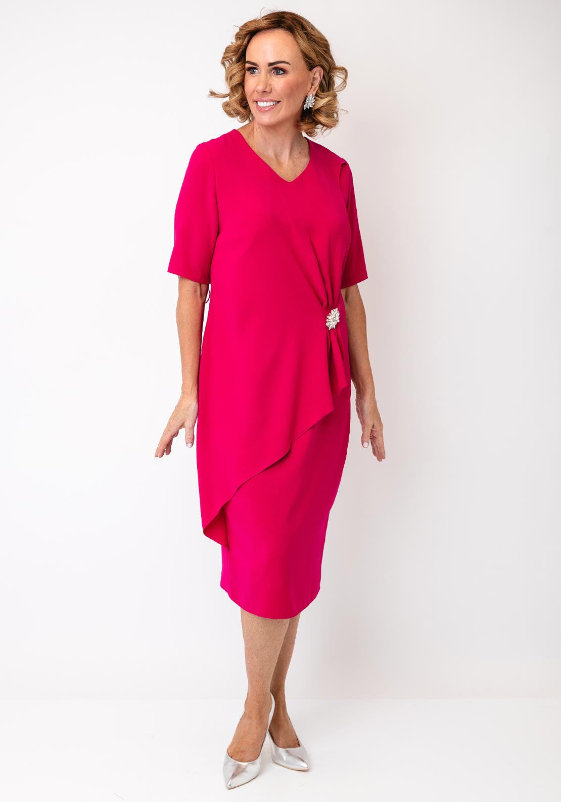 via midi dress Via Veneto Embellished Detail Midi Dress, Majenta