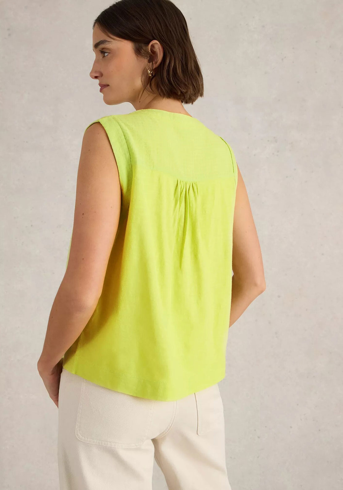 White Stuff Isla Button Detail Top, Yellow