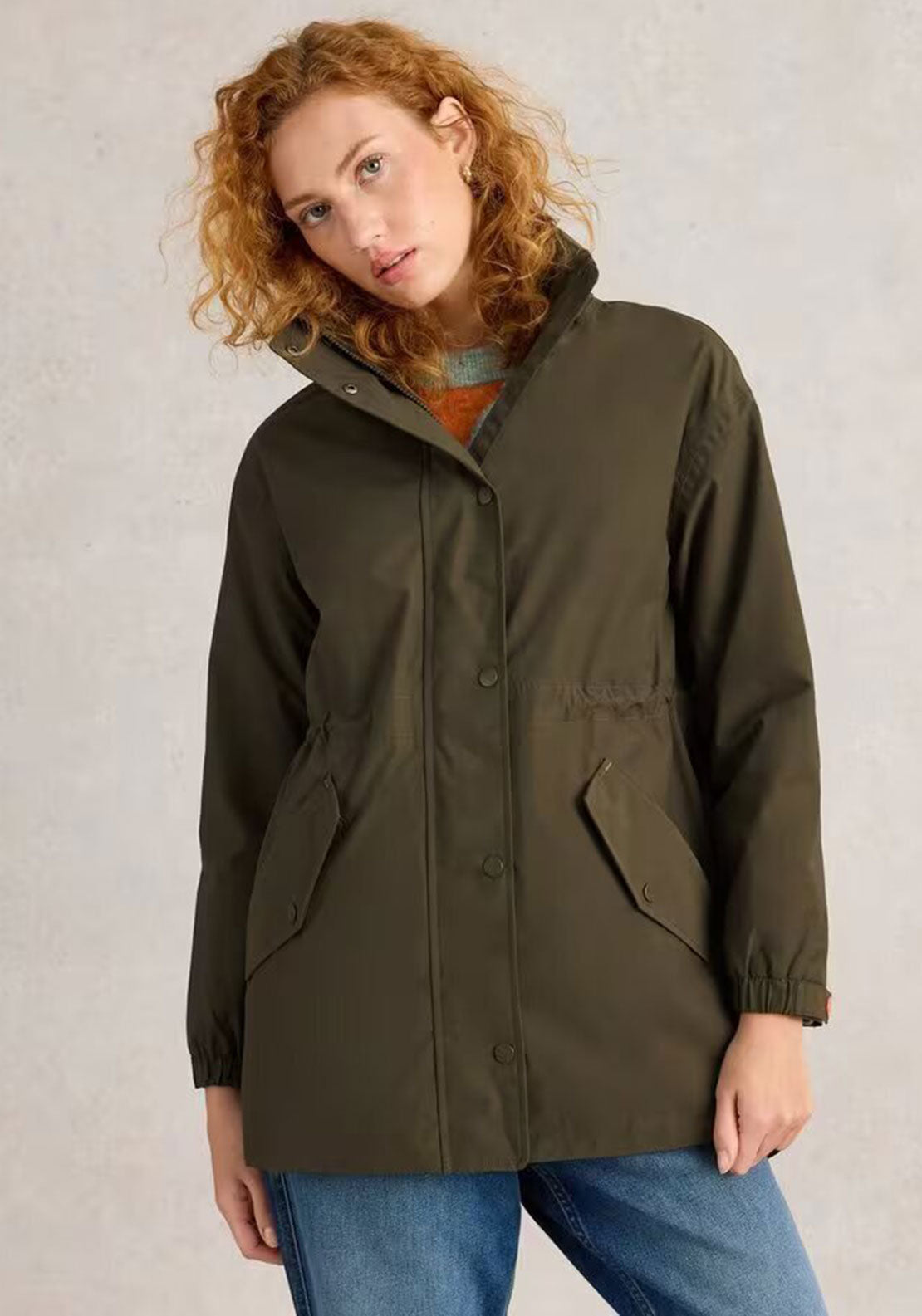 White Stuff Lexi Waterproof Coat, Khaki Green