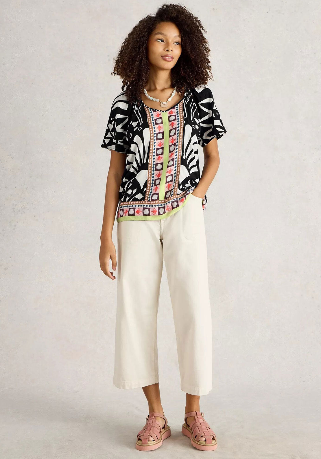 White Stuff Imogen Printed Top, Navy Multi