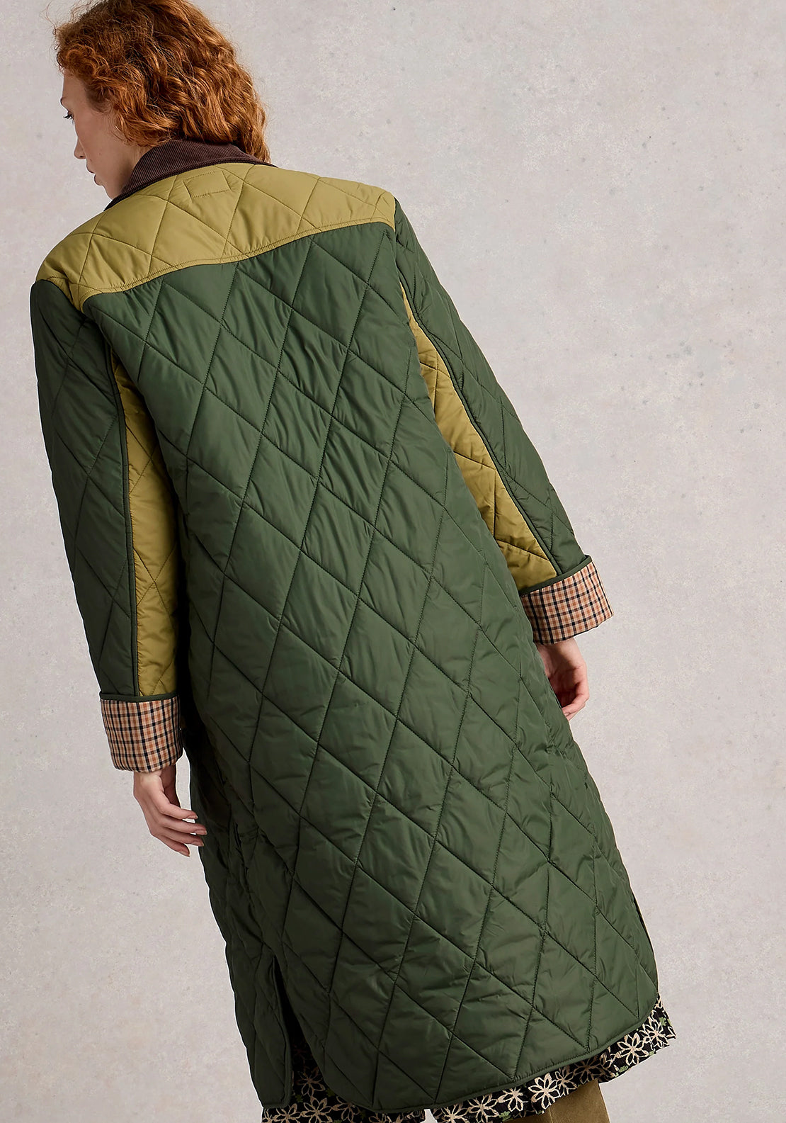 White Stuff Stella Longline Quilted Coat, Green