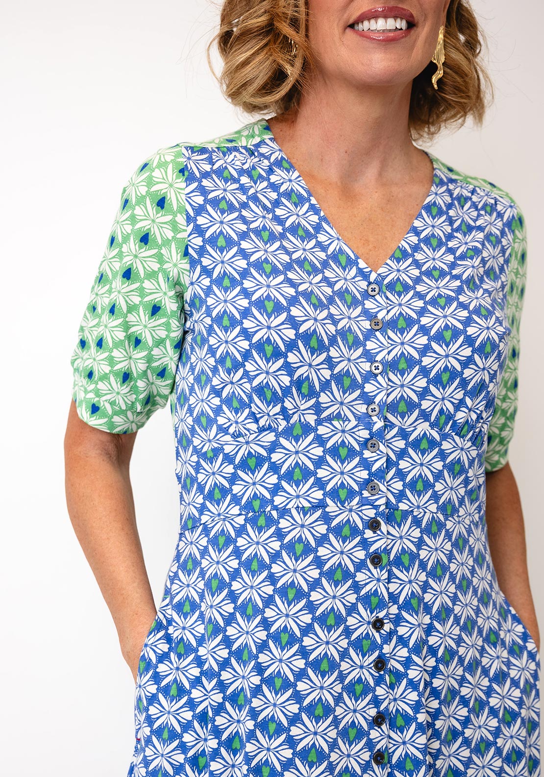 White Stuff May Floral Jersey Dress, Blue Multi