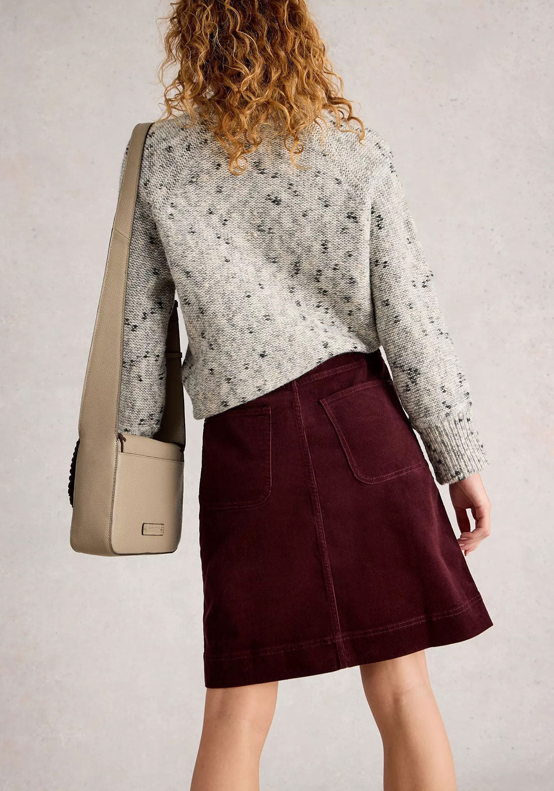 White Stuff Tia Cord Skirt, Wine