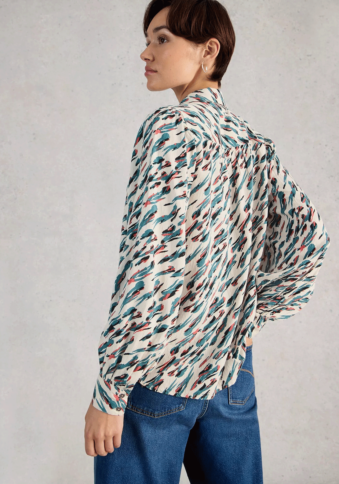 White Stuff Sienna Printed Shirt, Ivory