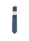 William Turner Floral Print Tie & Pocket Square, Blue