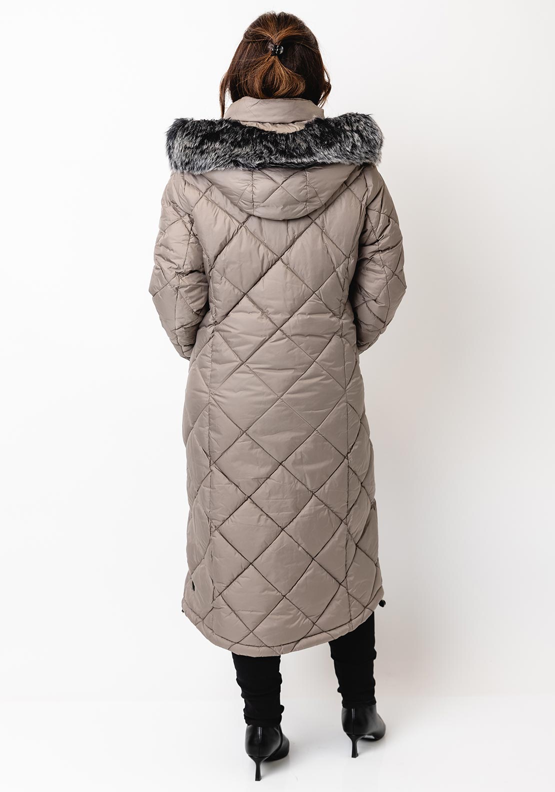 Danwear Windfield Quilted Hooded Long Coat, Grey