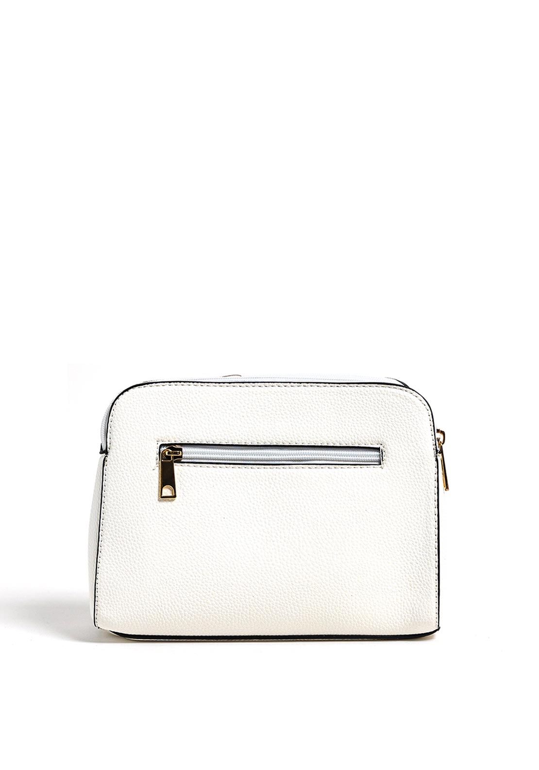 Zen Collection Pebbled Faux Leather Key Chain Crossbody Bag, White