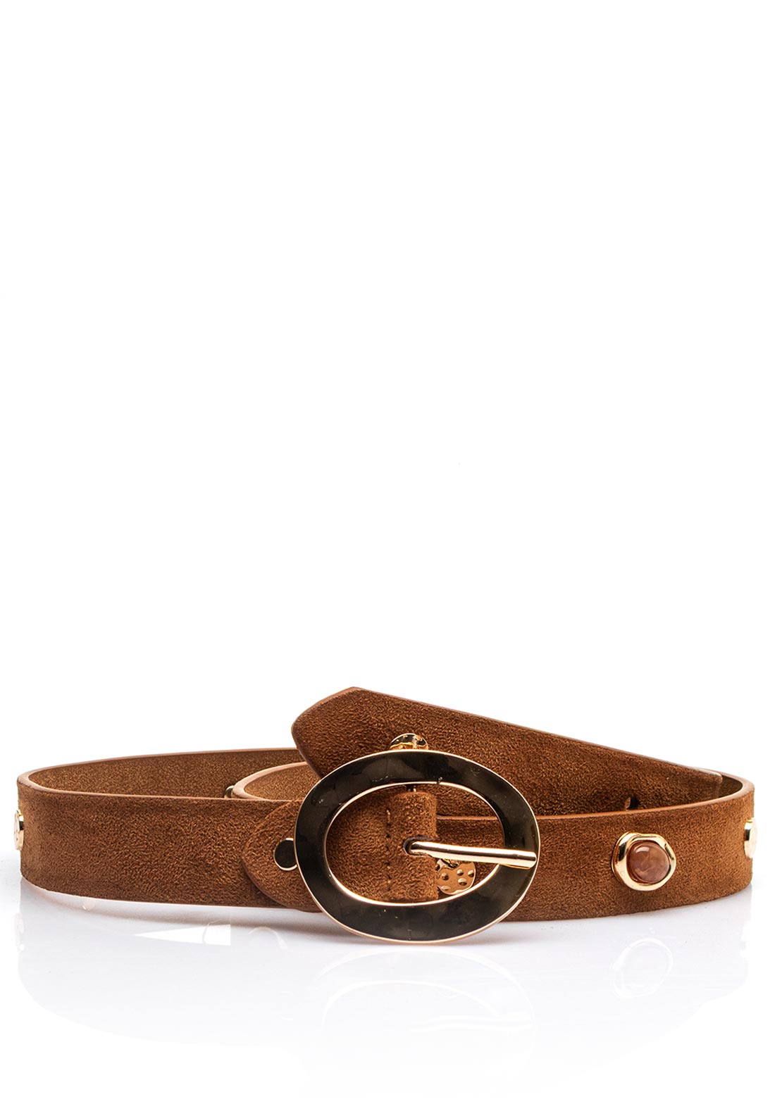 Serafina Collection Embellished Faux Suede Belt, Tan